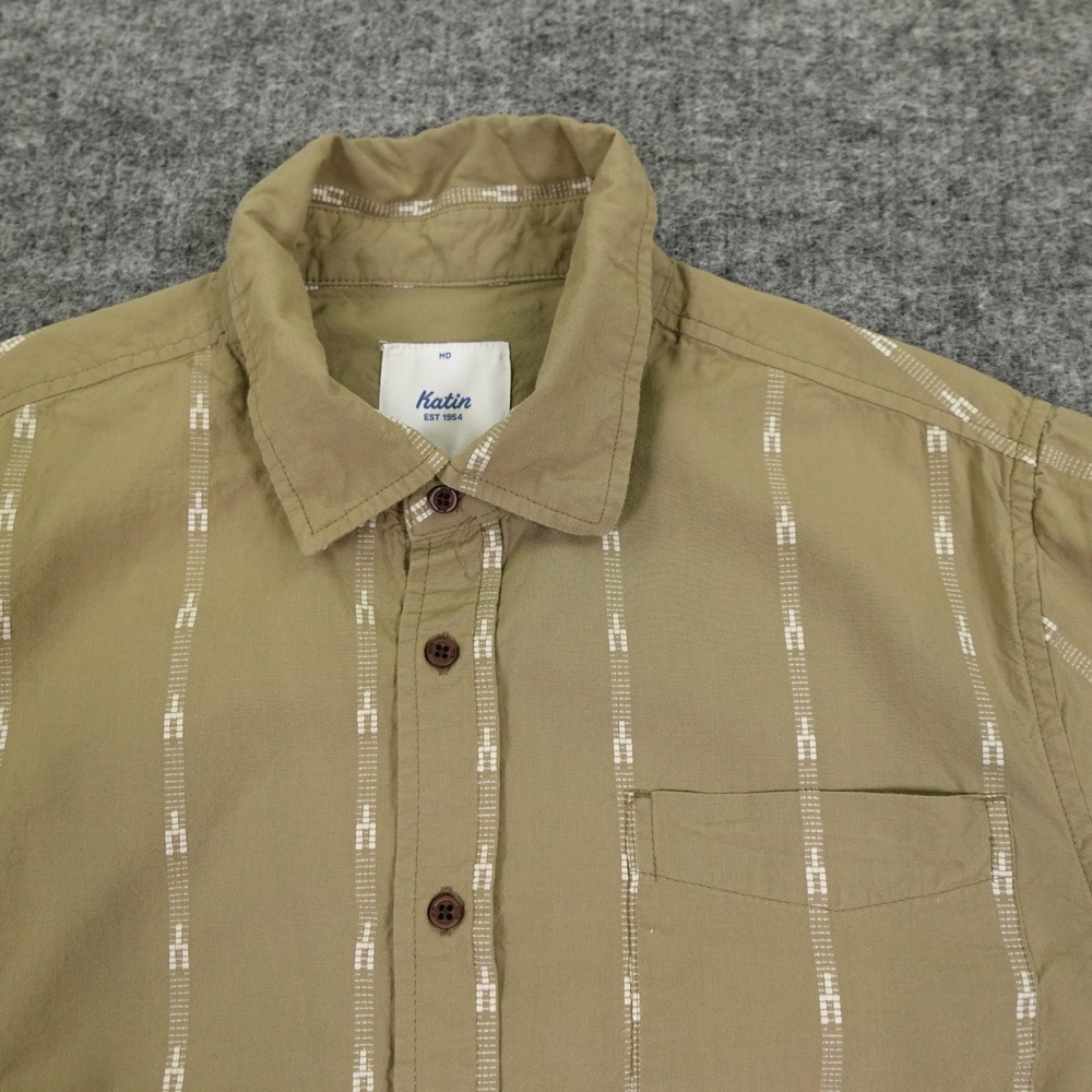 Katin Shirt‎ Mens Medium Green Stripe Button Up Short Sleeve Casual Casual